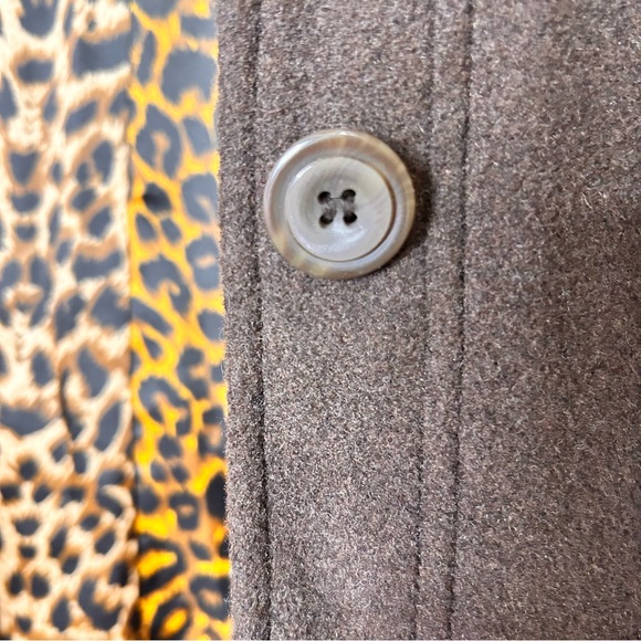 Marvin Richards Vintage Brown Wool Coat with Leopard Lining - Size Large - Picture 6 of 13